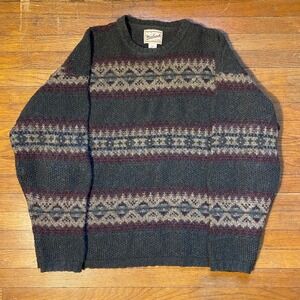 Vintage 90s Woolrich Mens L Wool Knit Sweater Crew Neck Long Sleeve Made USA